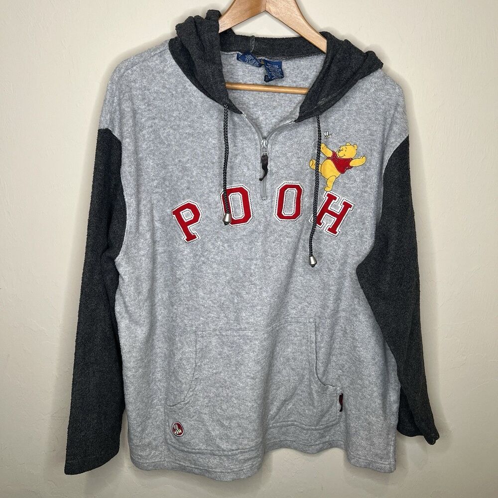 Vintage Winnie The Pooh Embroidered Fleece Hoodie 1/4 Zip Sweater Women's 22/24W